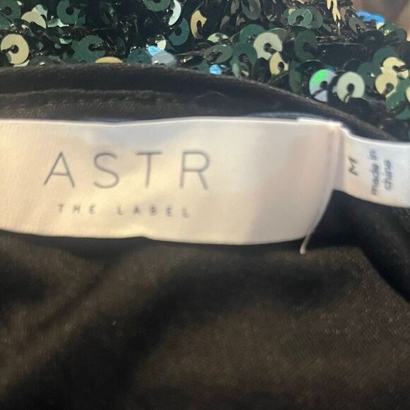 ASTR Green Sequin Cap Sleeve Back Zipper Mini Dress Sz M - Picture 5 of 7